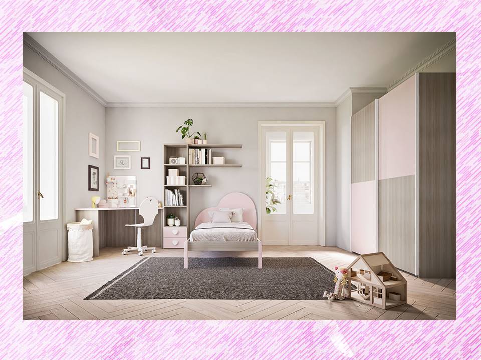 letto cuore rosa in legno